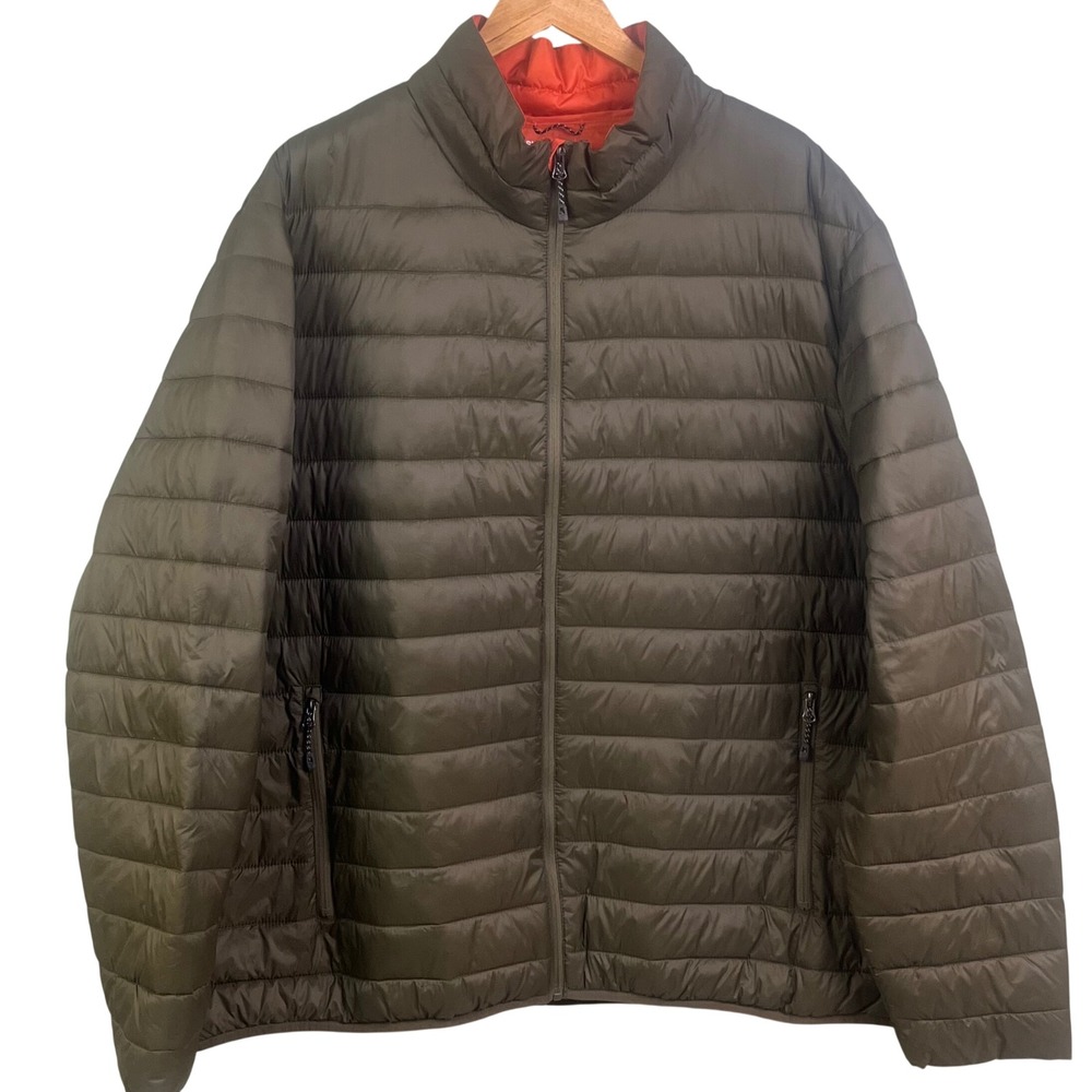 Swiss Tech Puffer 3X Men's Full Zip Olive Jacket Gorpcore Lightweight Gorpcore